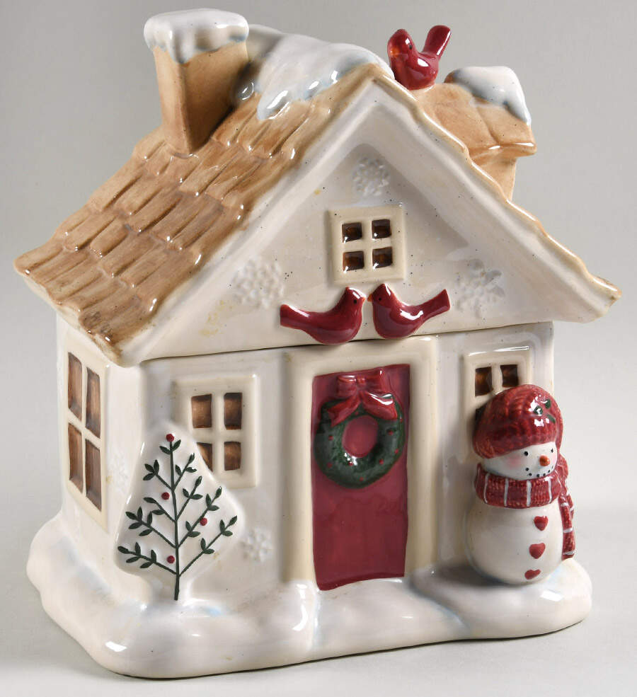Winter Wishes House Cookie Jar & Lid by St Nicholas Square-1