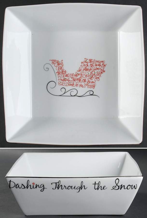 Eat, Drink & Be Merry 10" Square Vegetable Bowl by St Nicholas Square-1