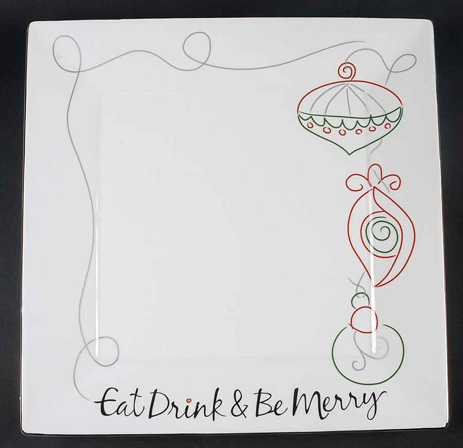 Eat, Drink & Be Merry Square Large Serving Platter by St Nicholas Square-1