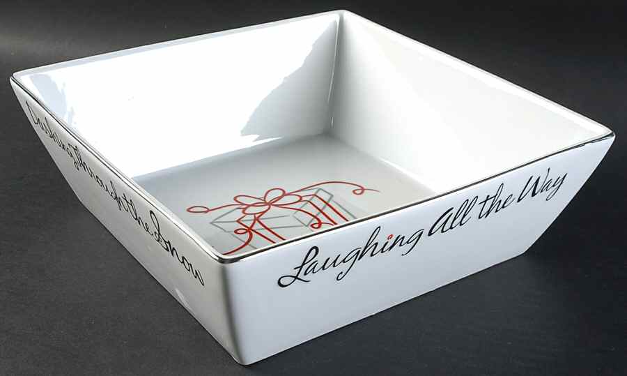 Eat, Drink & Be Merry 10" Square Vegetable Bowl by St Nicholas Square-1