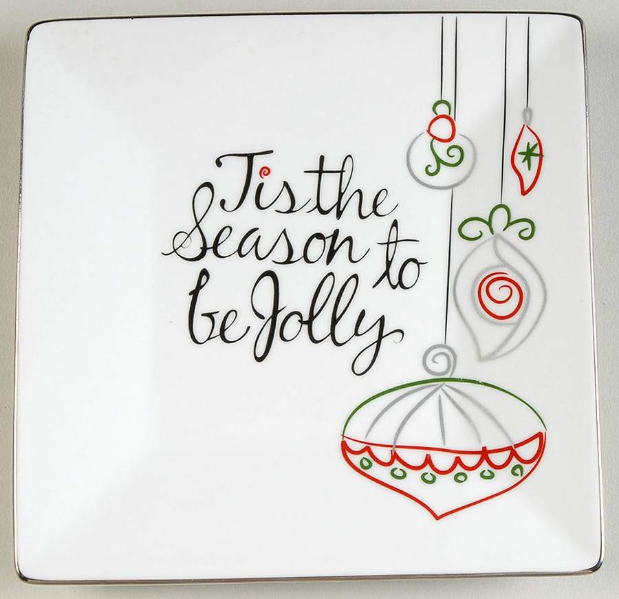 Eat, Drink & Be Merry Square Appetizer Plate by St Nicholas Square-1