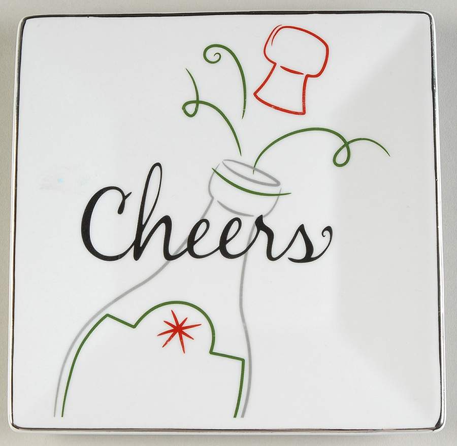 Eat, Drink & Be Merry Square Appetizer Plate by St Nicholas Square-1
