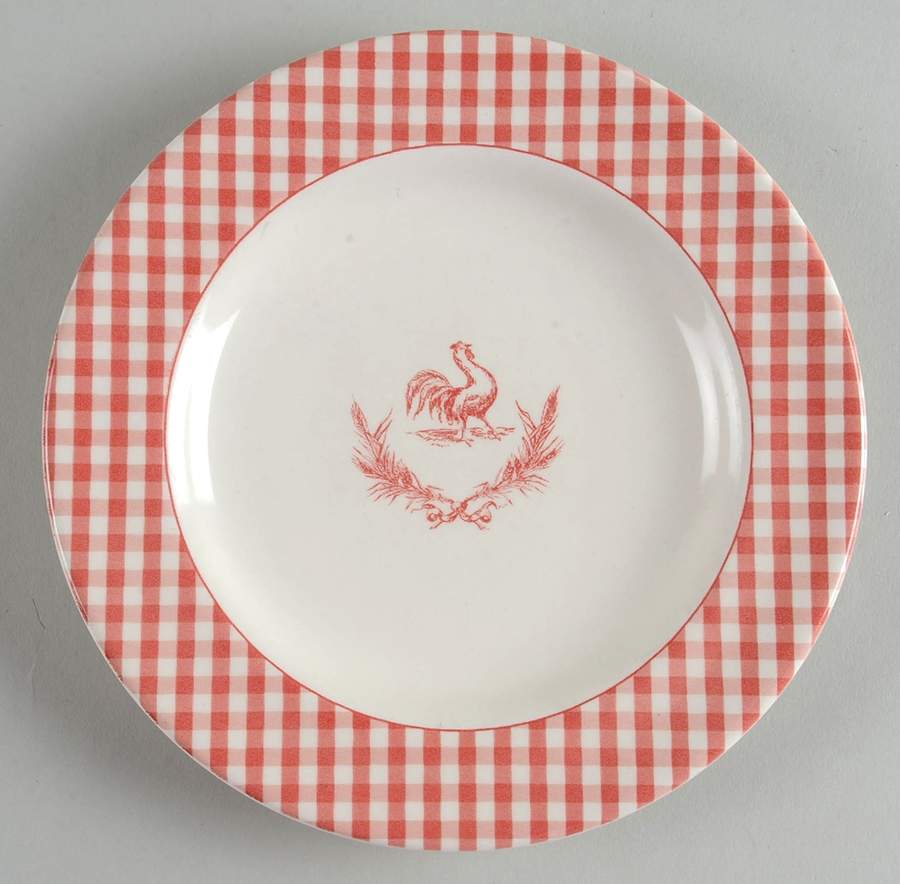 Rooster Gingham Red Salad Plate by Stoney Hill-1