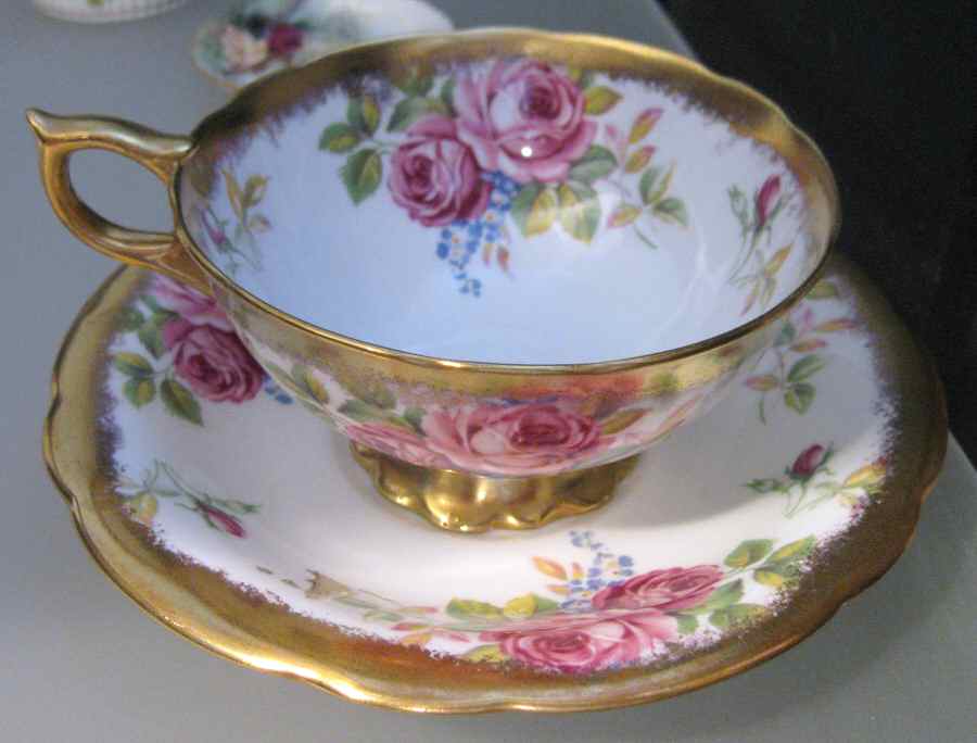 Bridal Spray Footed Cup & Saucer Set by Salisbury-1