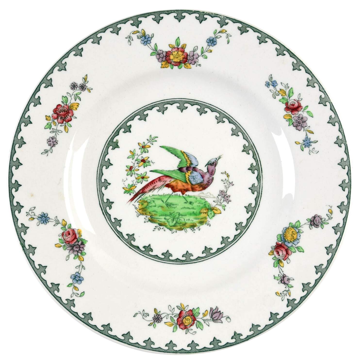 Vienna (Bird Center, Green) Bread & Butter Plate by Spode-1