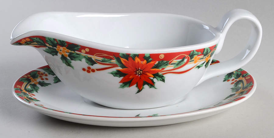 Poinsettia Gravy Boat & Underplate by Sunflower-1