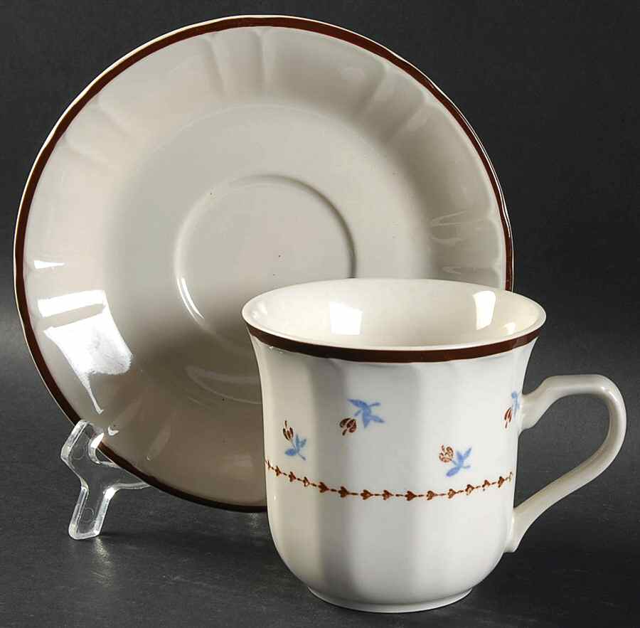 Mystique Brown Flat Cup & Saucer Set by Sango-1