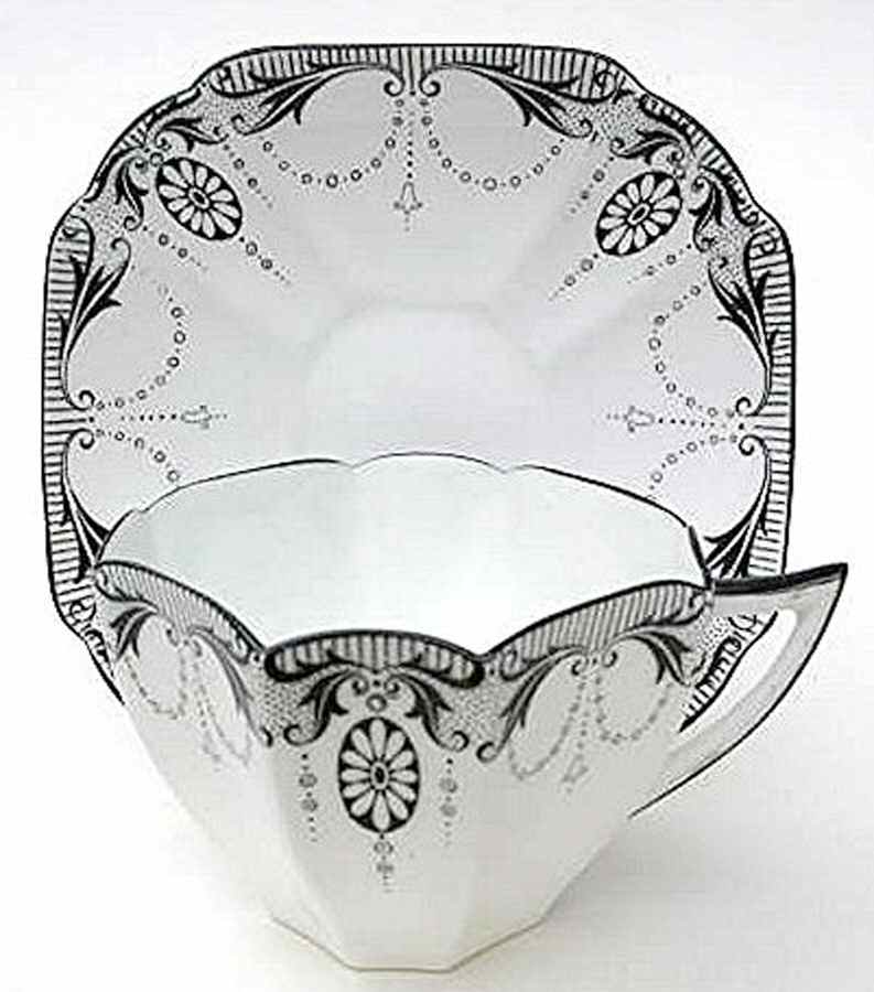 Medallion Flat Cup & Saucer Set by Shelley-1