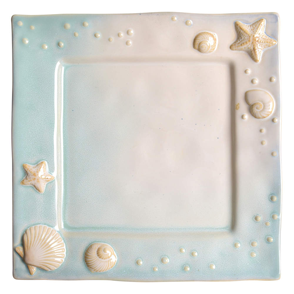 Seaside Aqua Square Dinner Plate by Sonoma Home-1