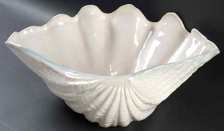 Seaside Aqua 14" Clam Shell Shaped Serving Bowl by Sonoma Home-1