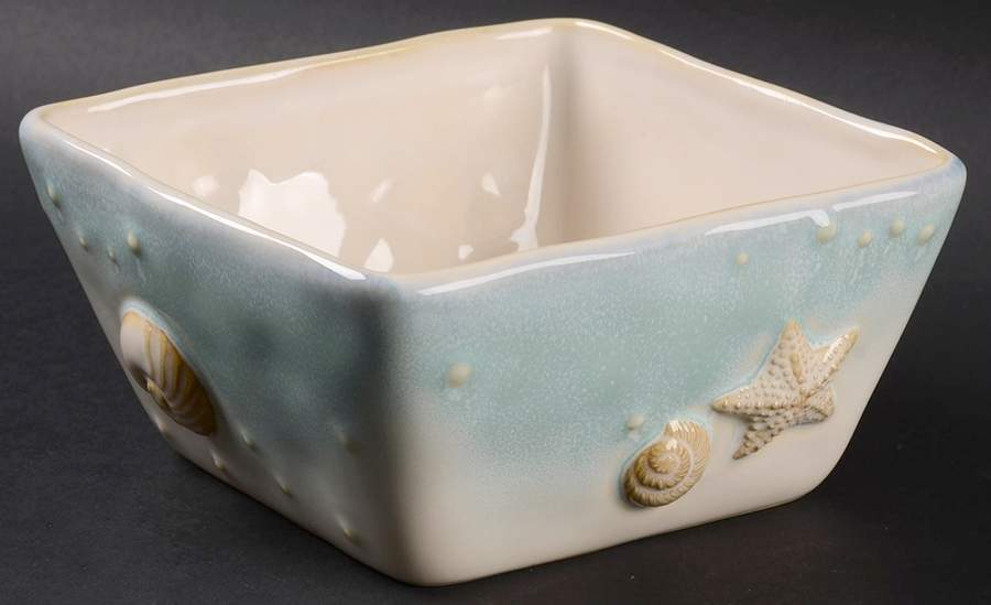 Seaside Aqua Square Soup/Cereal Bowl by Sonoma Home-1