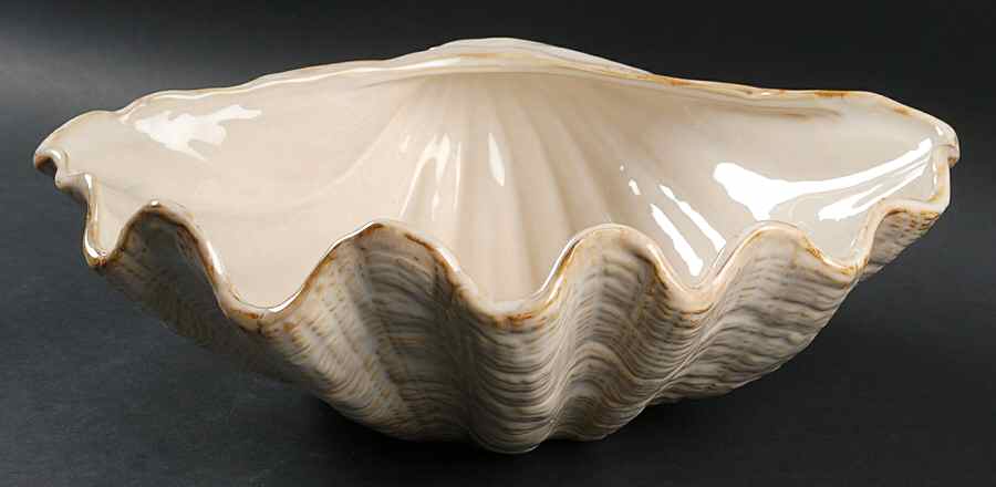Seaside Tan 14" Shell Shaped Bowl by Sonoma Home-1