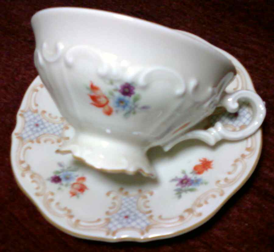 SCH608 Footed Cup & Saucer Set by Schumann - Bavaria-1
