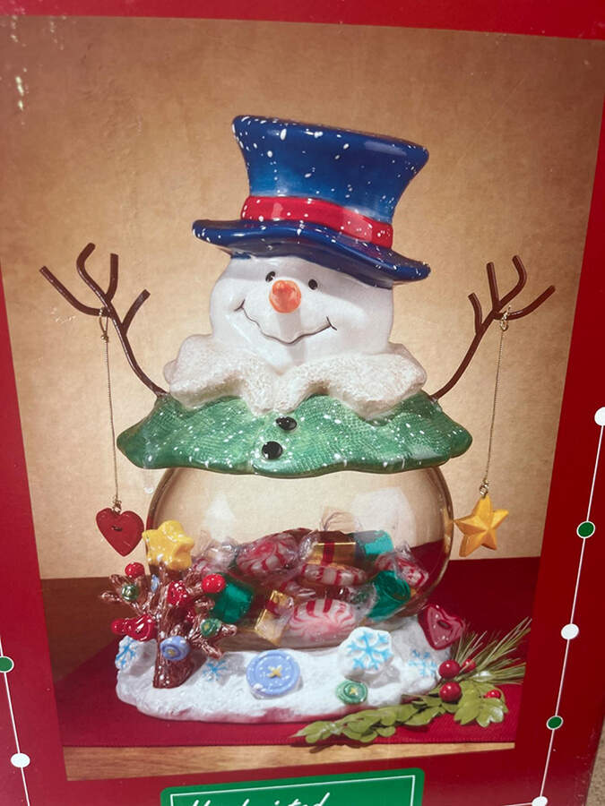 Button Up Snowman Shape Candy Jar & Lid by Sonoma Home-1