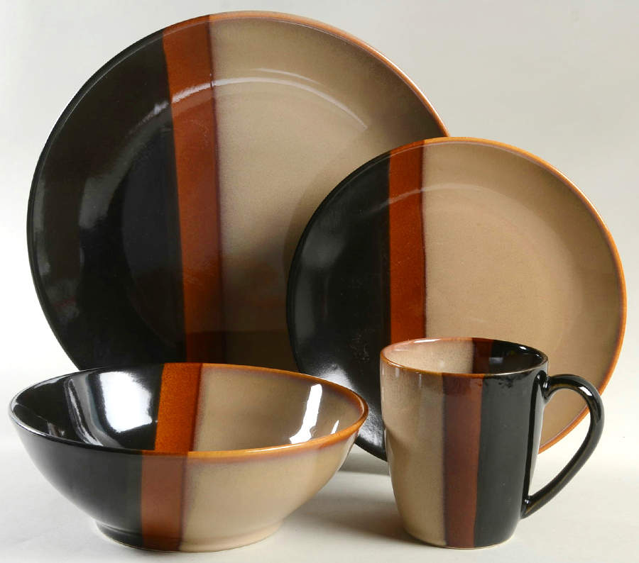 Tempo Black 4 Piece Place Setting by Sango-1