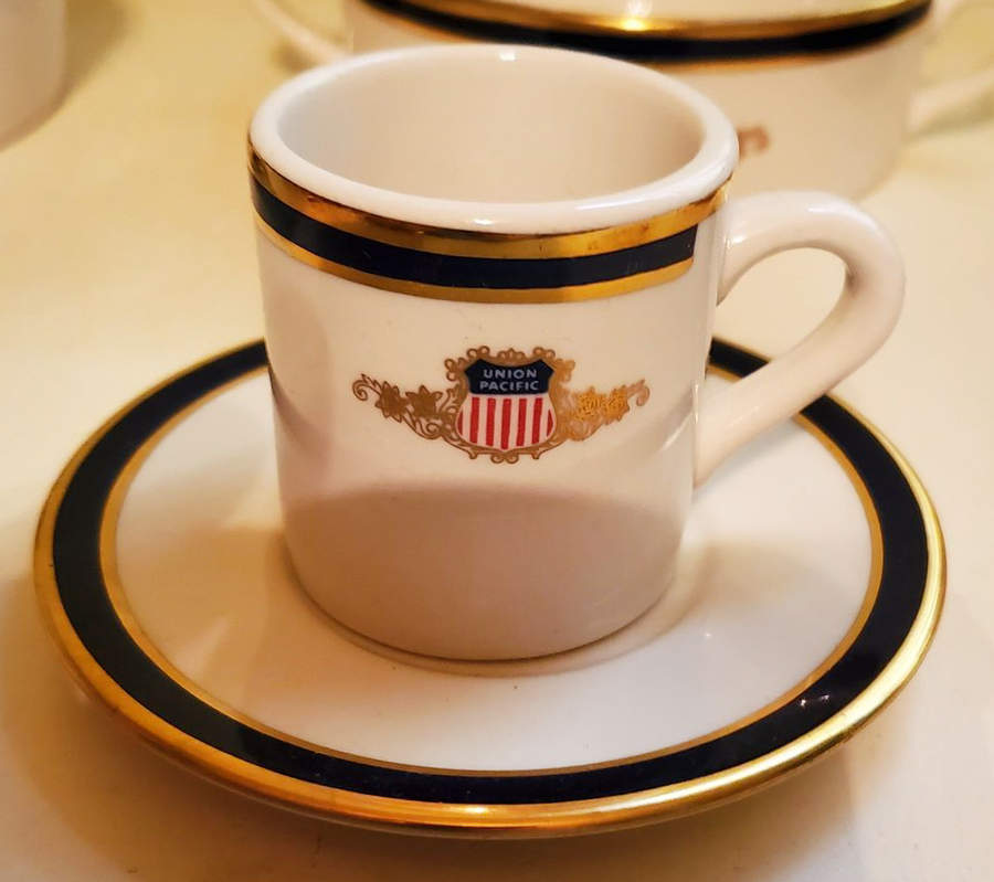 Union Pacific Flat Demitasse Cup & Saucer Set by Sterling China (USA)-1