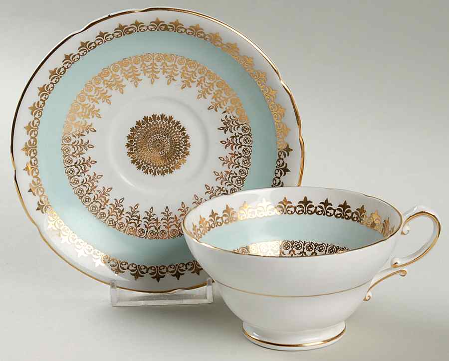 1103-11 Light Blue Footed Cup & Saucer Set by Stanley China (ENG)-1