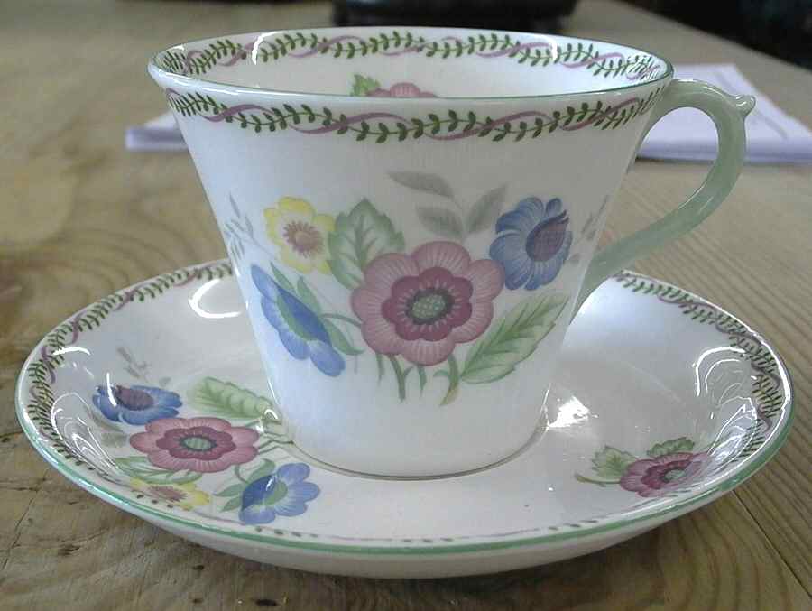 13504 (Perth Shape) Flat Cup & Saucer Set by Shelley-1