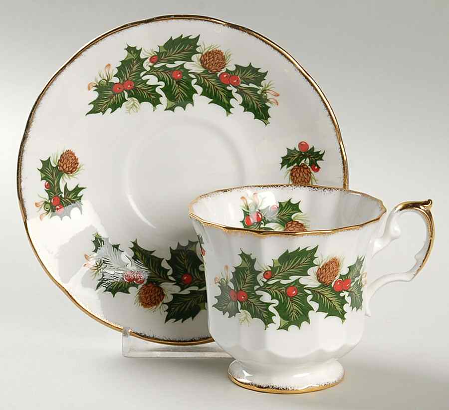 The December Flower Footed Cup & Saucer Set by Staffordshire-1
