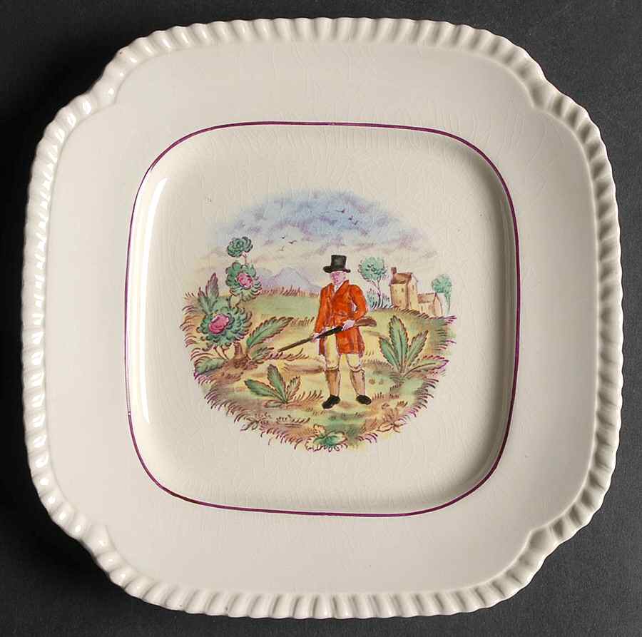 Man and Gun(Gadroon) Square Salad Plate by Spode-1