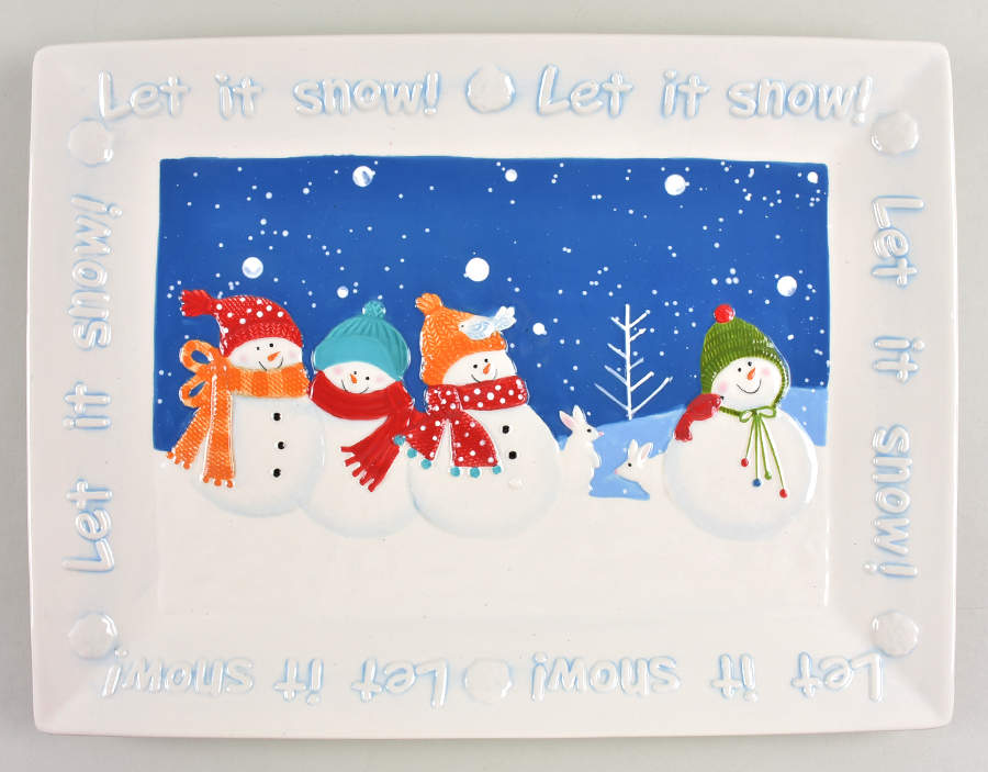 Let It Snow 16" Rectangular Serving Platter by St Nicholas Square-1