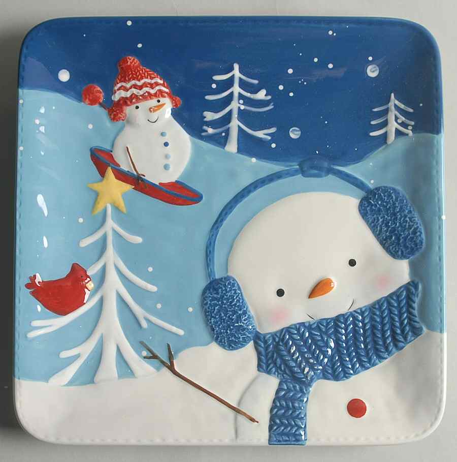 Let It Snow Square Salad Plate by St Nicholas Square-1