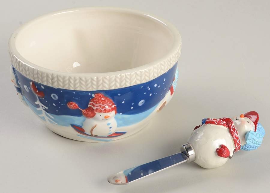 Let It Snow Dip Bowl & Spreader Set by St Nicholas Square-1