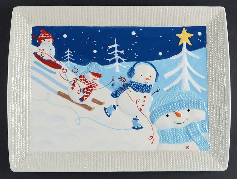 Let It Snow 16" Rectangular Serving Platter by St Nicholas Square-1
