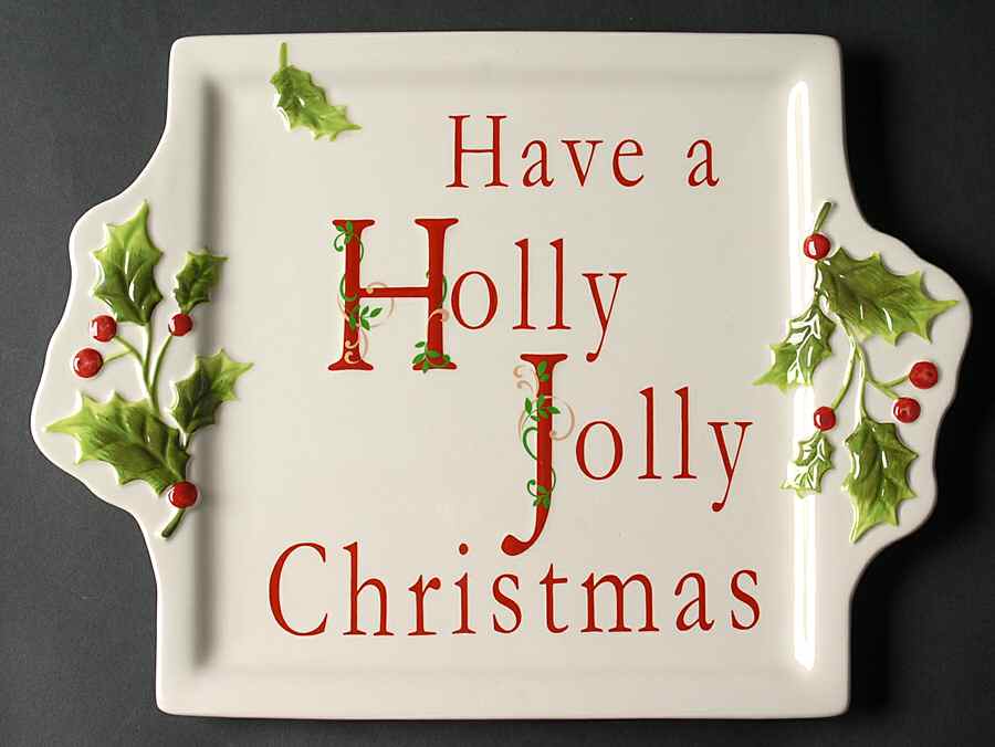 Holly Jolly 12" Square Serving Platter by St Nicholas Square-1