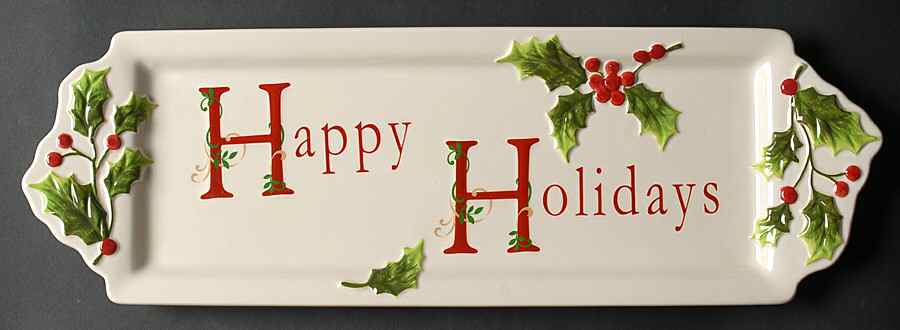 Holly Jolly 16" Rectangular Serving Platter by St Nicholas Square-1