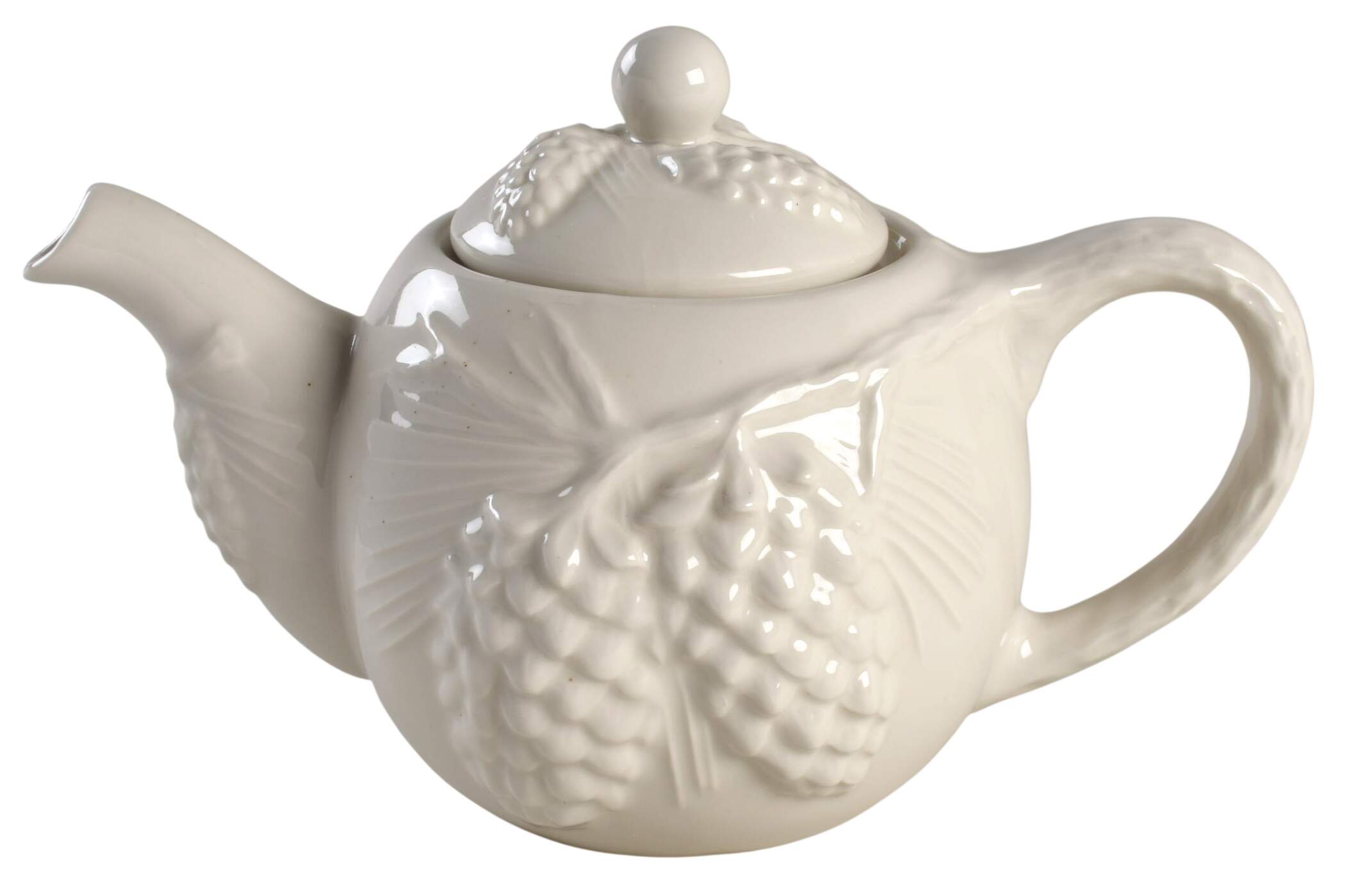Pine Cone Cream Teapot & Lid by Sadek-1