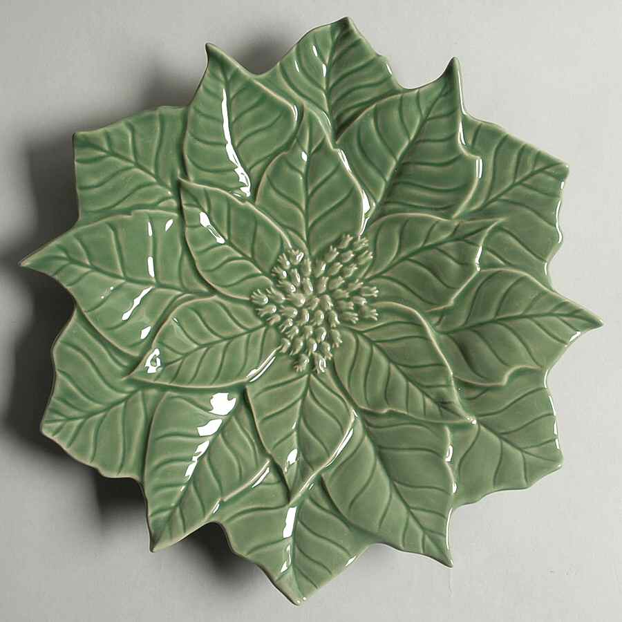 Poinsettia Green Dinner Plate by Sadek-1