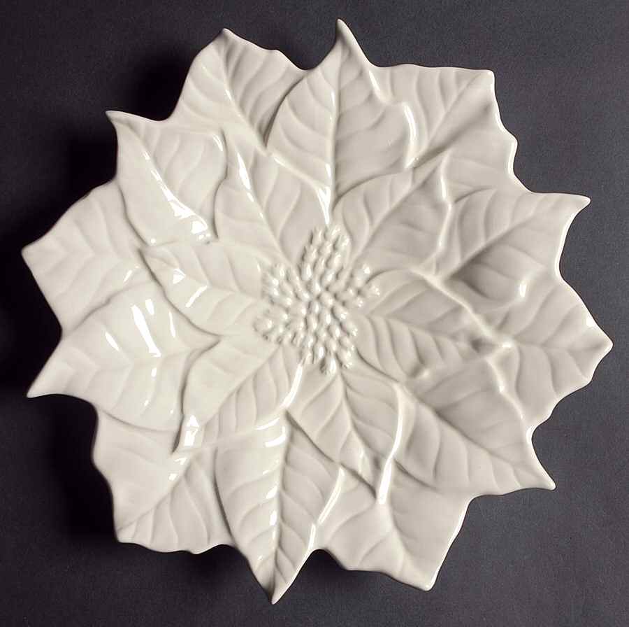 Poinsettia Cream Dinner Plate by Sadek-1
