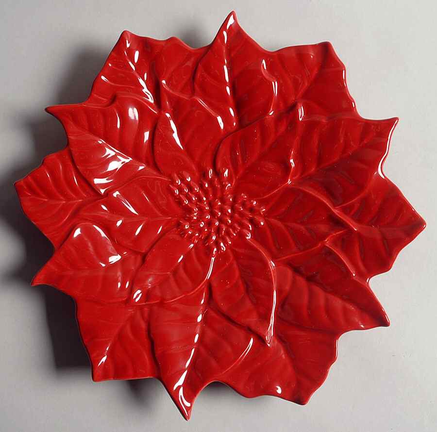 Poinsettia Red Dinner Plate by Sadek-1