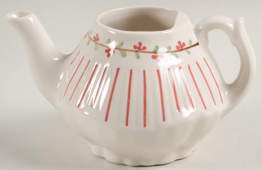 Red Pinstripe Child's Teapot No Lid by Sadek-1