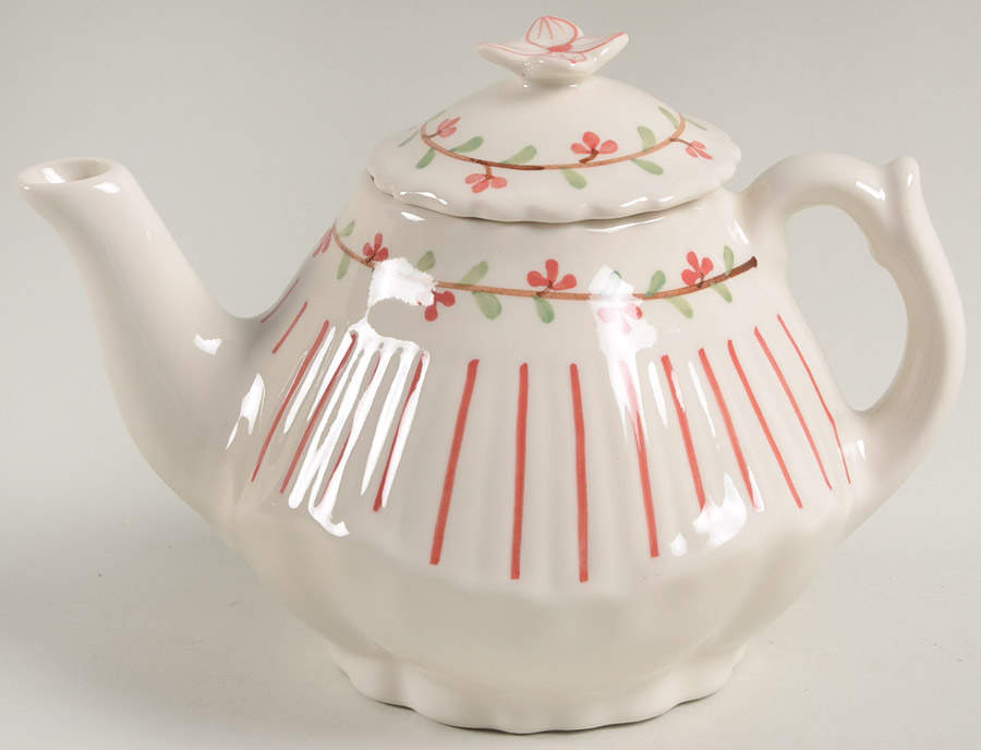 Red Pinstripe Child's Teapot & Lid by Sadek-1