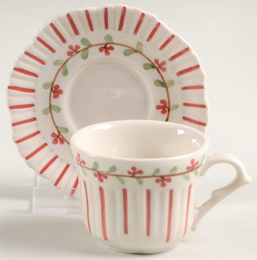 Red Pinstripe Child's Cup & Saucer Set by Sadek-1