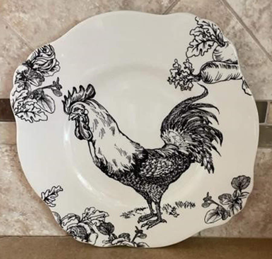 Barnyard Toile Rooster Square Luncheon Plate by Sadek-1