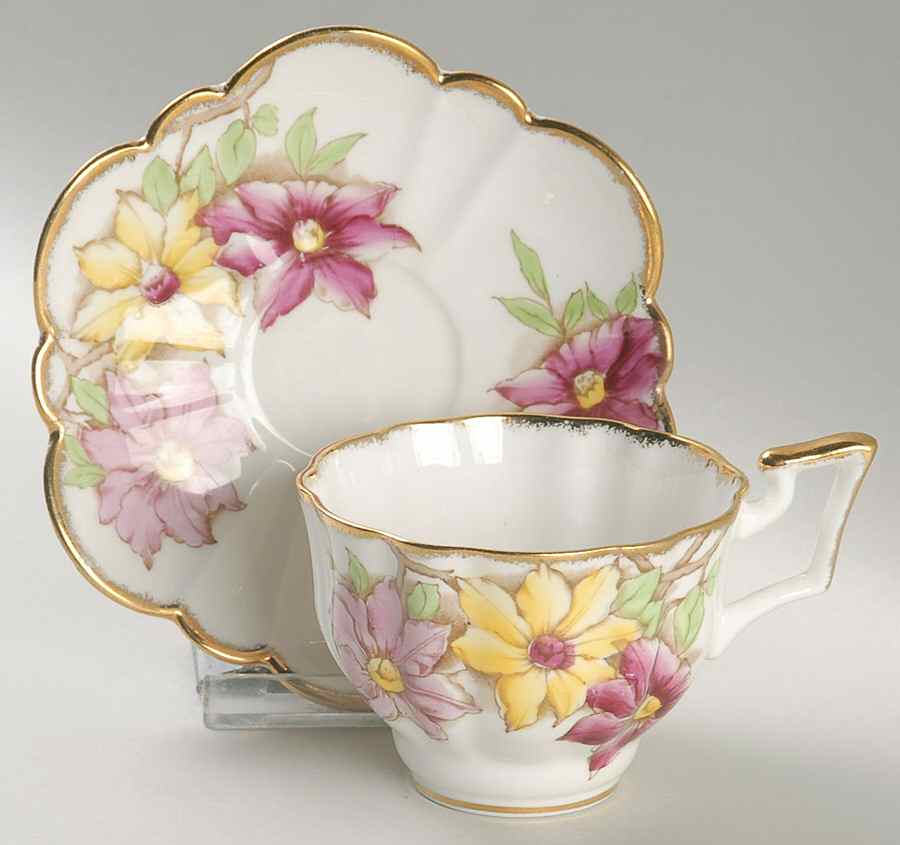 Clematis Flat Cup & Saucer Set by Salisbury-1