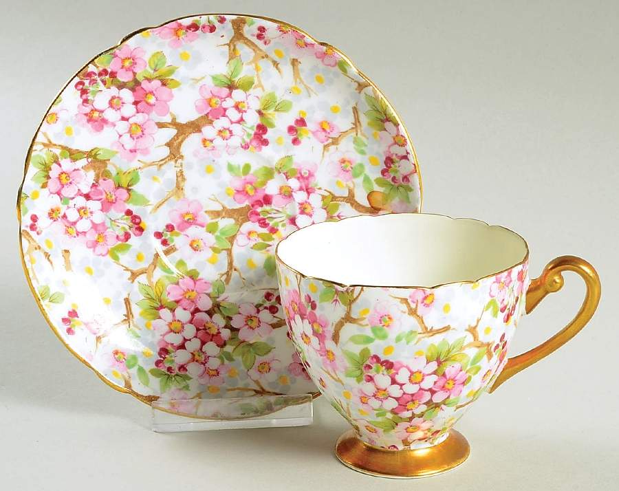 Maytime Footed Cup & Saucer Set by Shelley-1