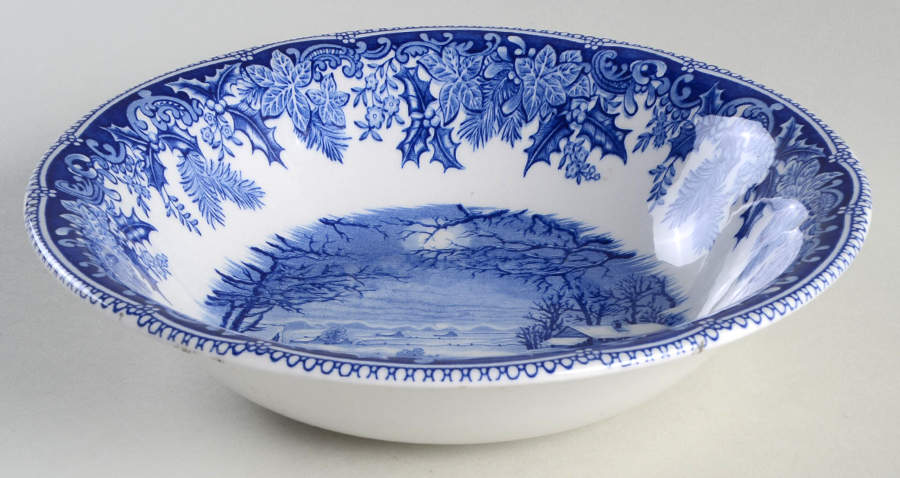 Winter's Eve Blue (Regimental Shape) 8" Round Serving Bowl by Spode-1