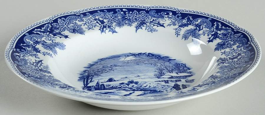 Winter's Eve Blue (Regimental Shape) Large Rim Soup Bowl by Spode-1