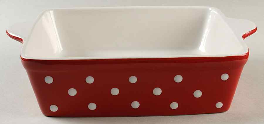 Dots Red 12" Square Baker by Signature-1