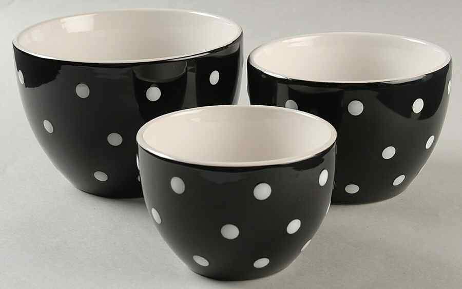 Dots Black Mixing Bowl Set (MB6, MB5, MB4) by Signature-1