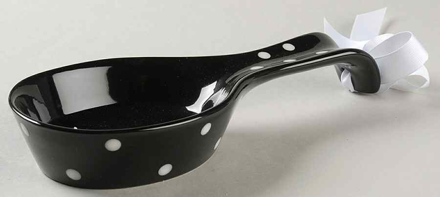 Dots Black Spoon Rest/Holder (Holds 1 Spoon) by Signature-1
