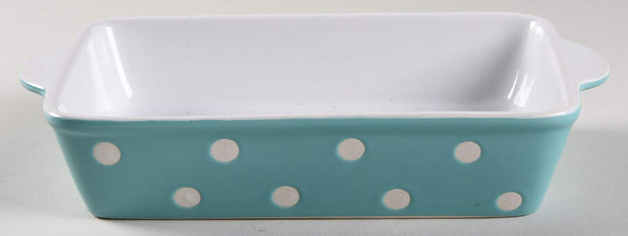 Dots Turquoise 8" Rectangular Baker by Signature-1