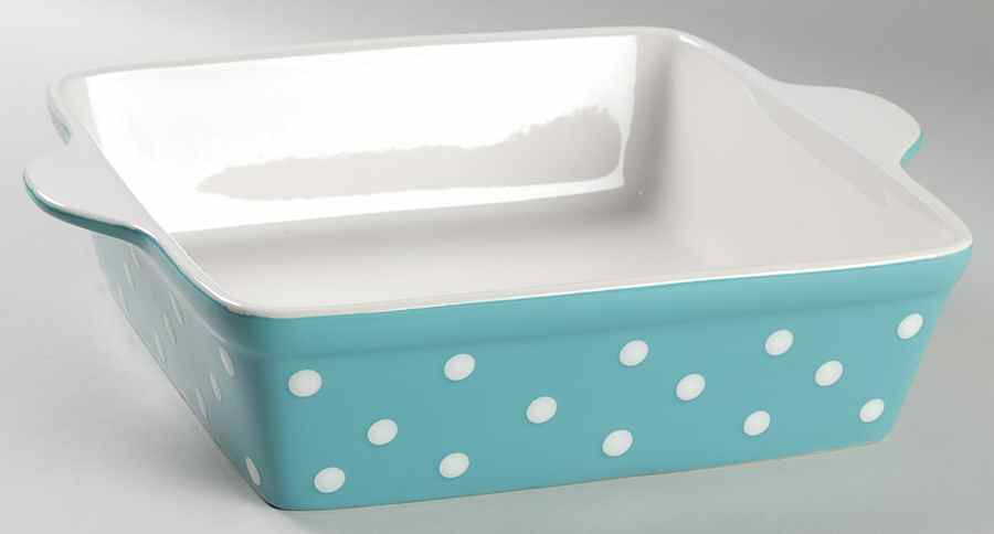 Dots Turquoise 12" Square Baker by Signature-1