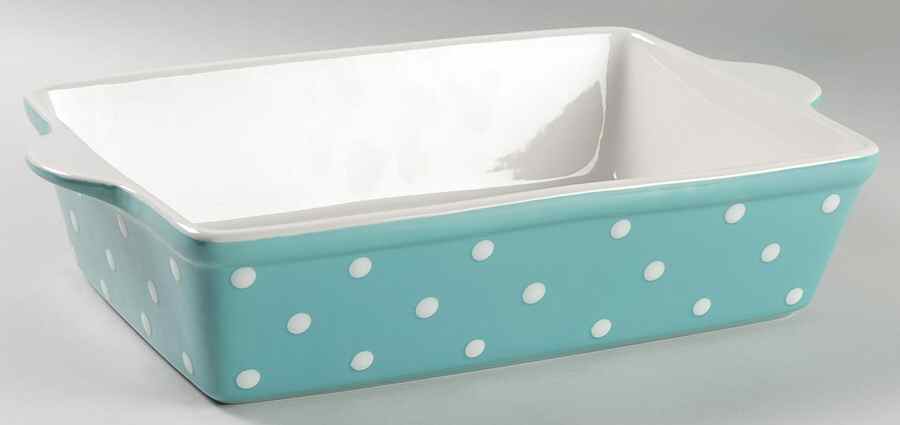 Dots Turquoise 13"  Rectangular Baker by Signature-1