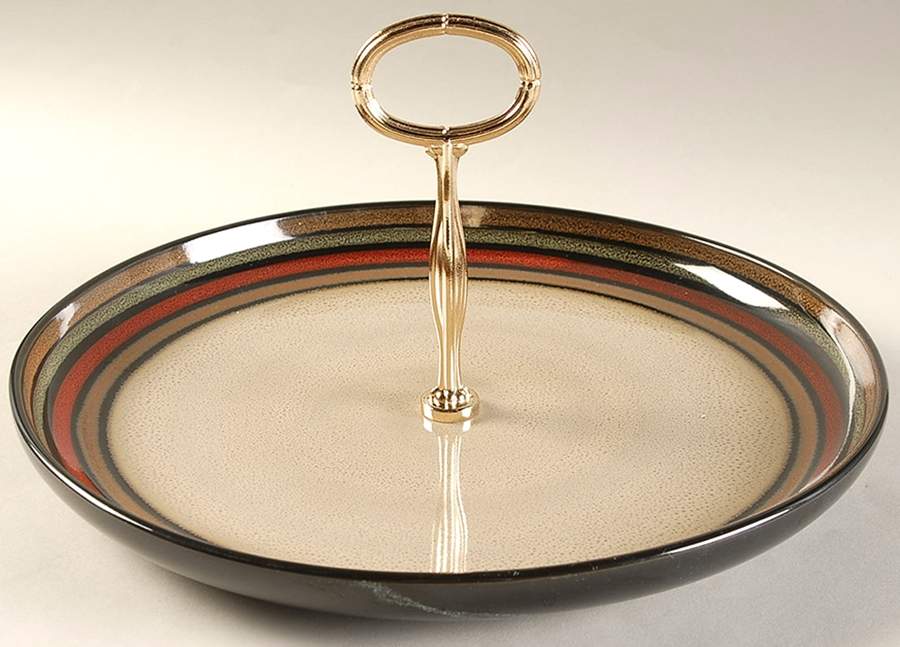 Flair Black Round Serving Plate with Center Handle (Dp) Hc by Sango-1