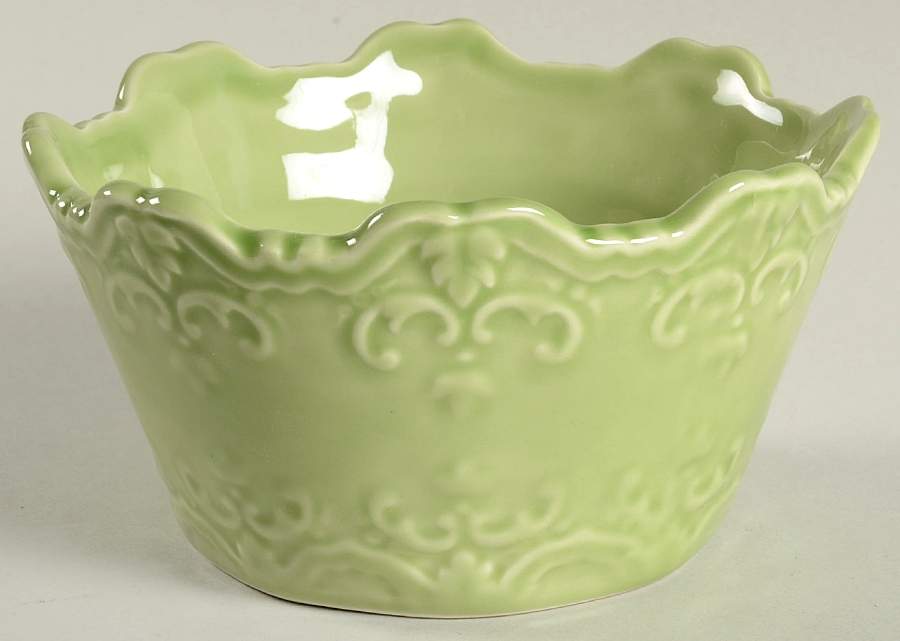 Fancy Scroll Green Soup/Cereal Bowl by Sweet Olive Designs-1